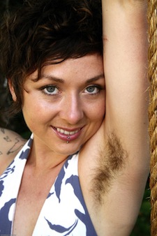 Girl with hairy armpits